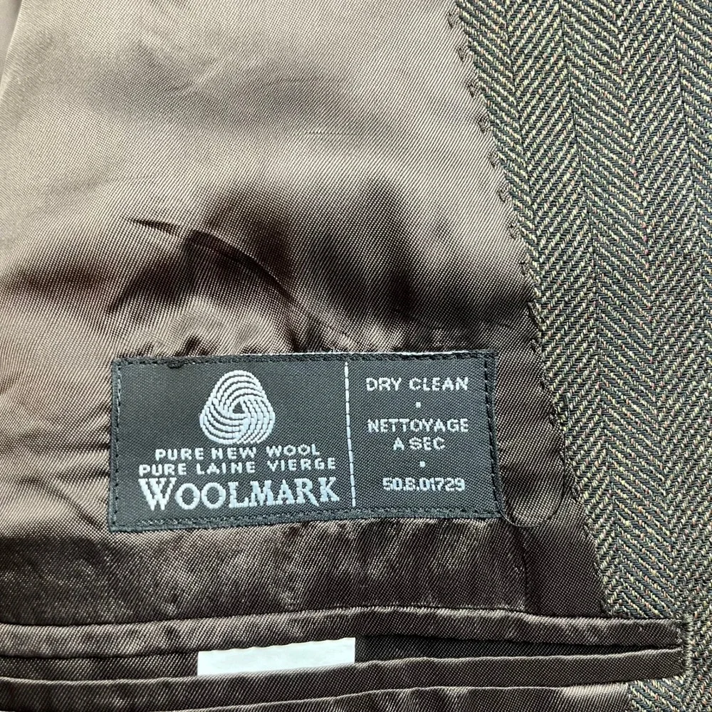 Ralph Lauren Blazer Mens 46R Brown Herringbone Wool Sport Coat suit coat classic
